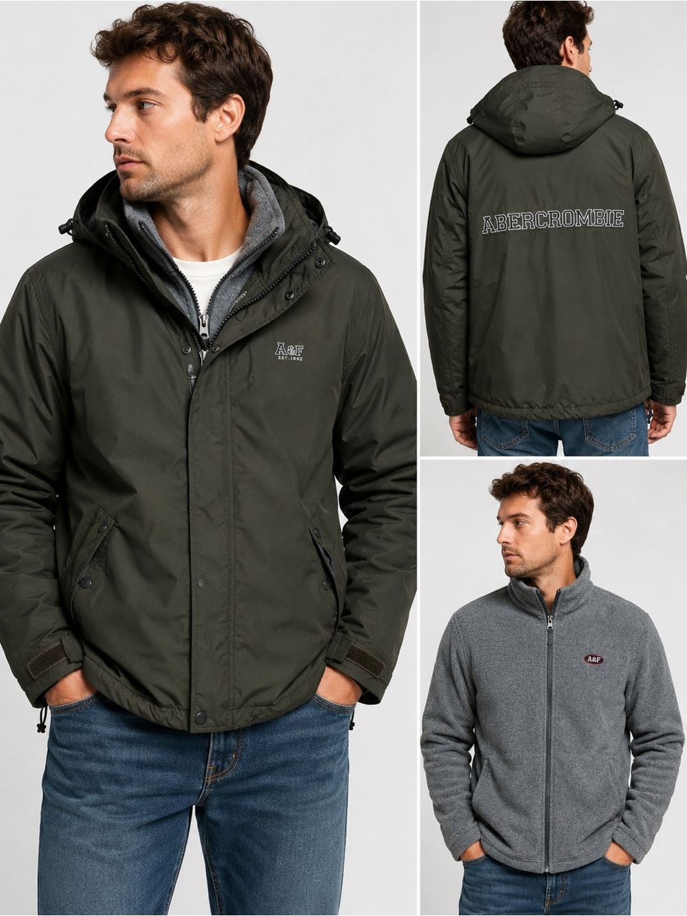 Vtg Abercrombie & Fitch Jacket Mens L Green Fleece Lined Parka Gorpcore Y2K 90s